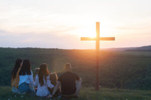 Wooden cross against the sky