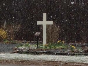 cross in snow